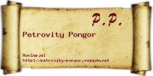 Petrovity Pongor névjegykártya